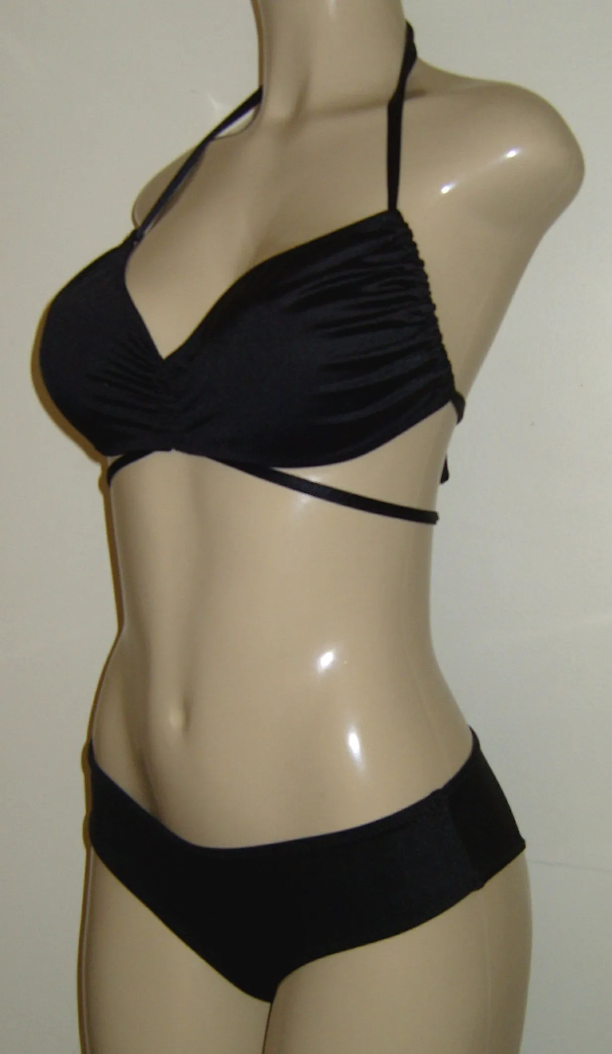 Drawstring Bikini Tube Top and Scrunched Butt Cheeky Bottom
