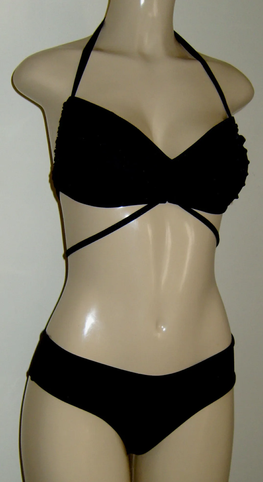 Drawstring Bikini Tube Top and Scrunched Butt Cheeky Bottom