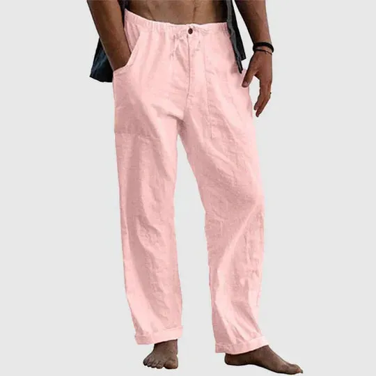 Drawstring linen casual pants