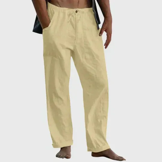 Drawstring linen casual pants