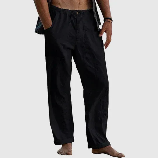 Drawstring linen casual pants