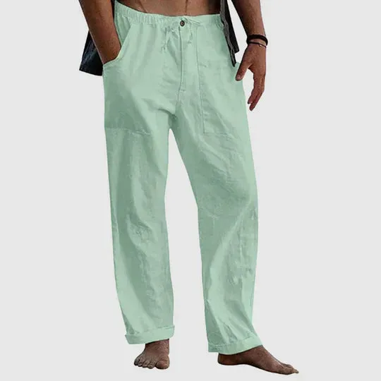 Drawstring linen casual pants