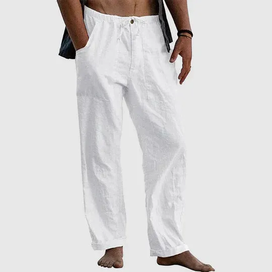 Drawstring linen casual pants