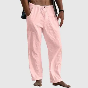Drawstring linen casual pants