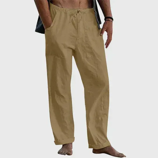 Drawstring linen casual pants