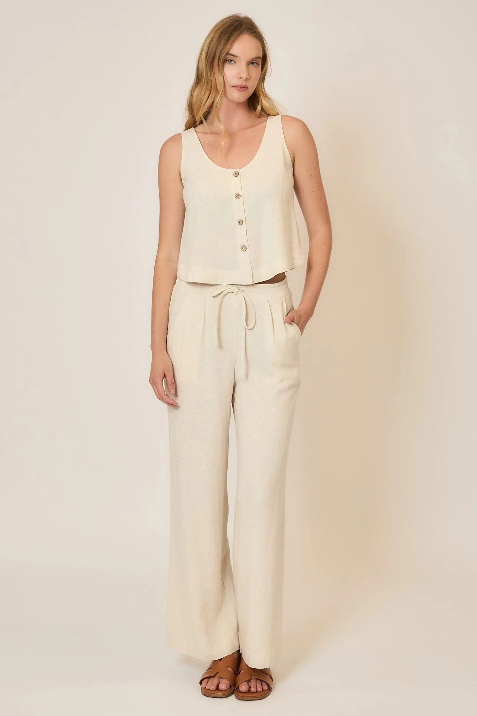 Drawstring Pants with Slip Pockets