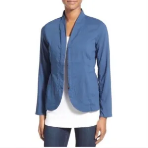 Eileen Fisher Blue Bonnet Organic Linen Blazer Jacket Size Large