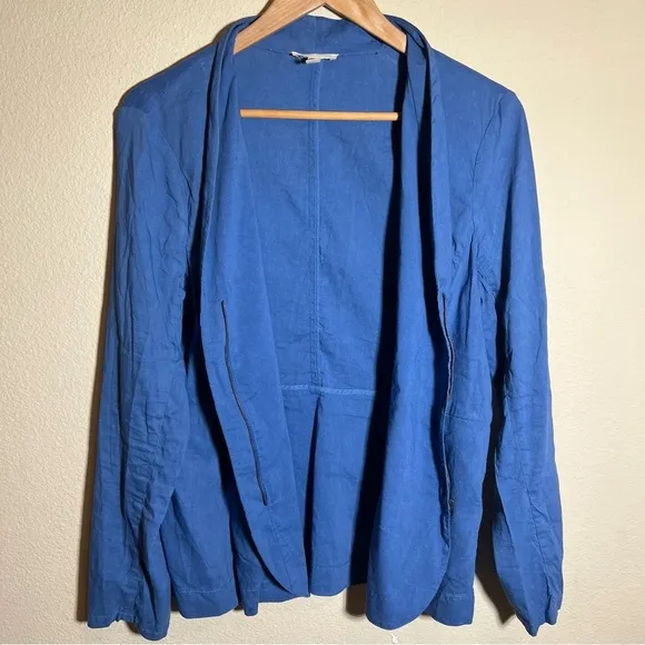 Eileen Fisher Blue Bonnet Organic Linen Blazer Jacket Size Large