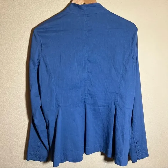 Eileen Fisher Blue Bonnet Organic Linen Blazer Jacket Size Large