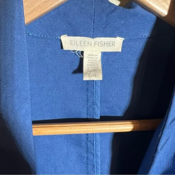 Eileen Fisher Blue Bonnet Organic Linen Blazer Jacket Size Large