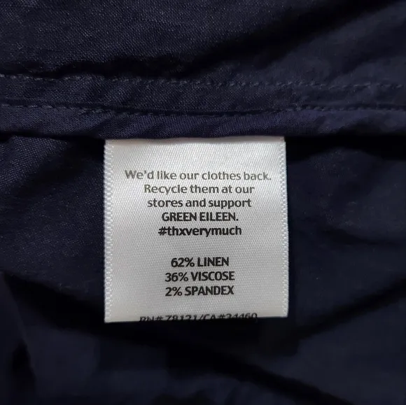 Eileen Fisher Collar Peplum Linen Blend Zip Jacket Size Medium Blue Ink