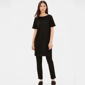 EILEEN FISHER USA🇺🇸MADE TENCEL Rib Knit Bateau Nk Short S. Top Tunic Dress XL