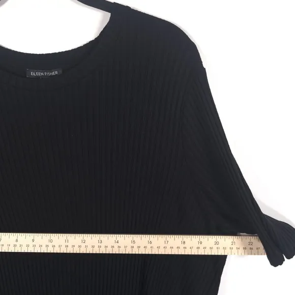 EILEEN FISHER USA🇺🇸MADE TENCEL Rib Knit Bateau Nk Short S. Top Tunic Dress XL