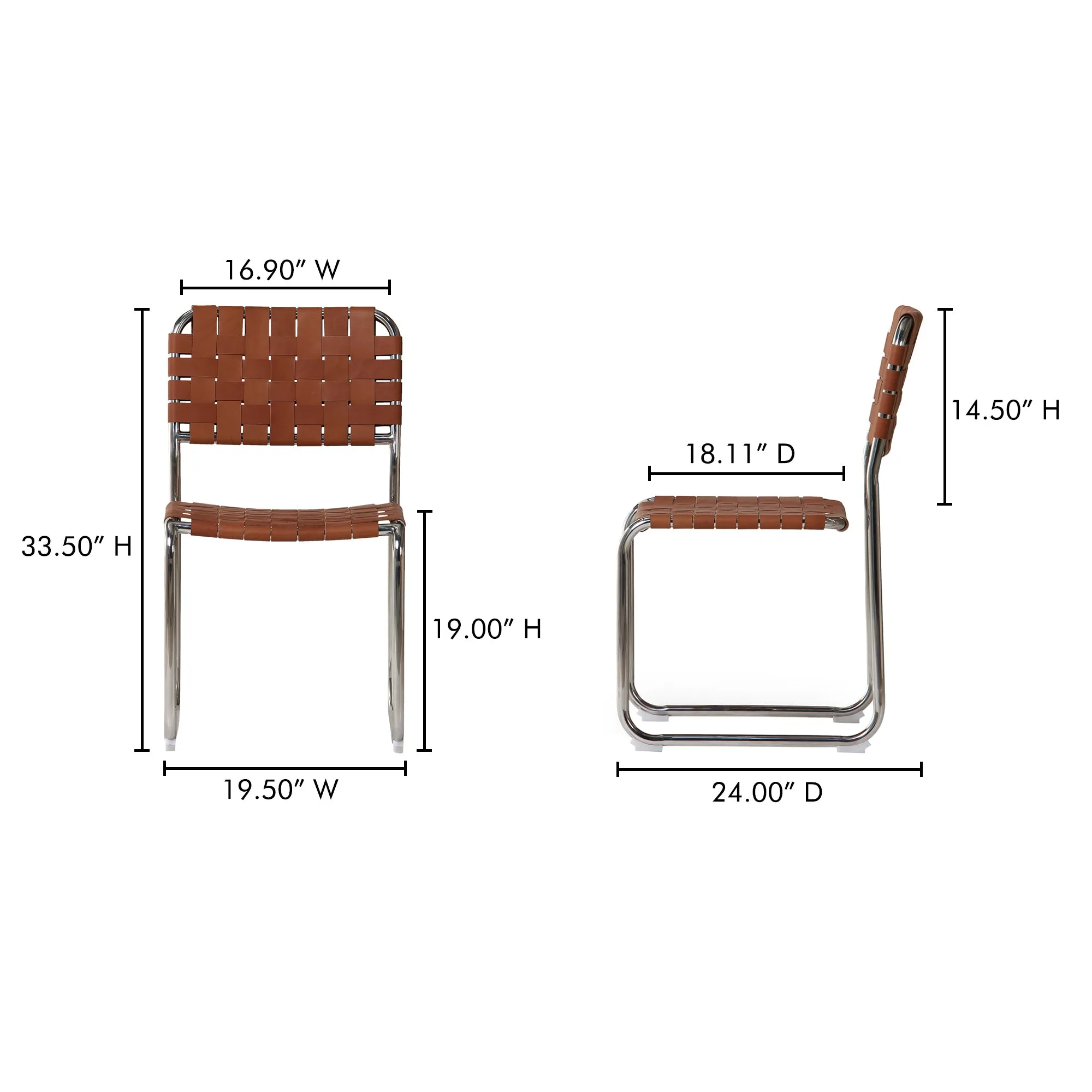 Elevate Dining Duo: Handwoven Leather & Steel Chairs