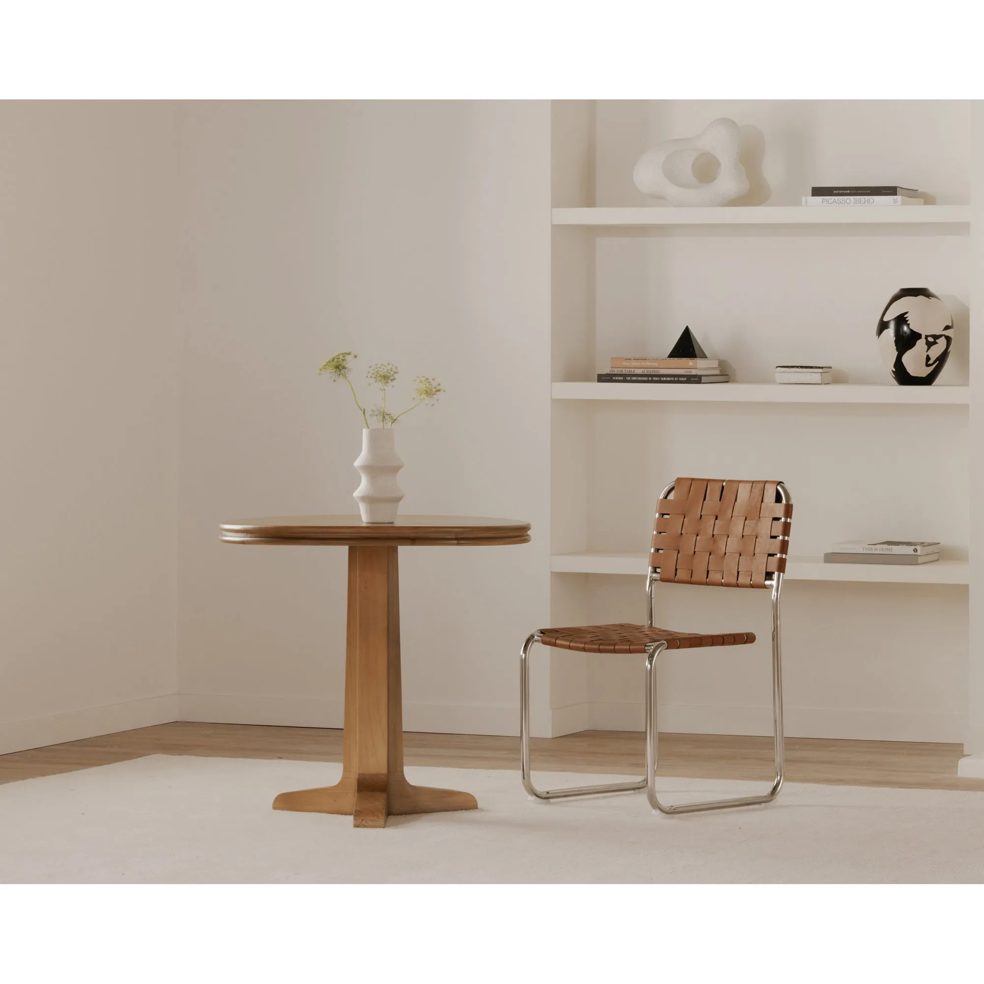 Elevate Dining Duo: Handwoven Leather & Steel Chairs