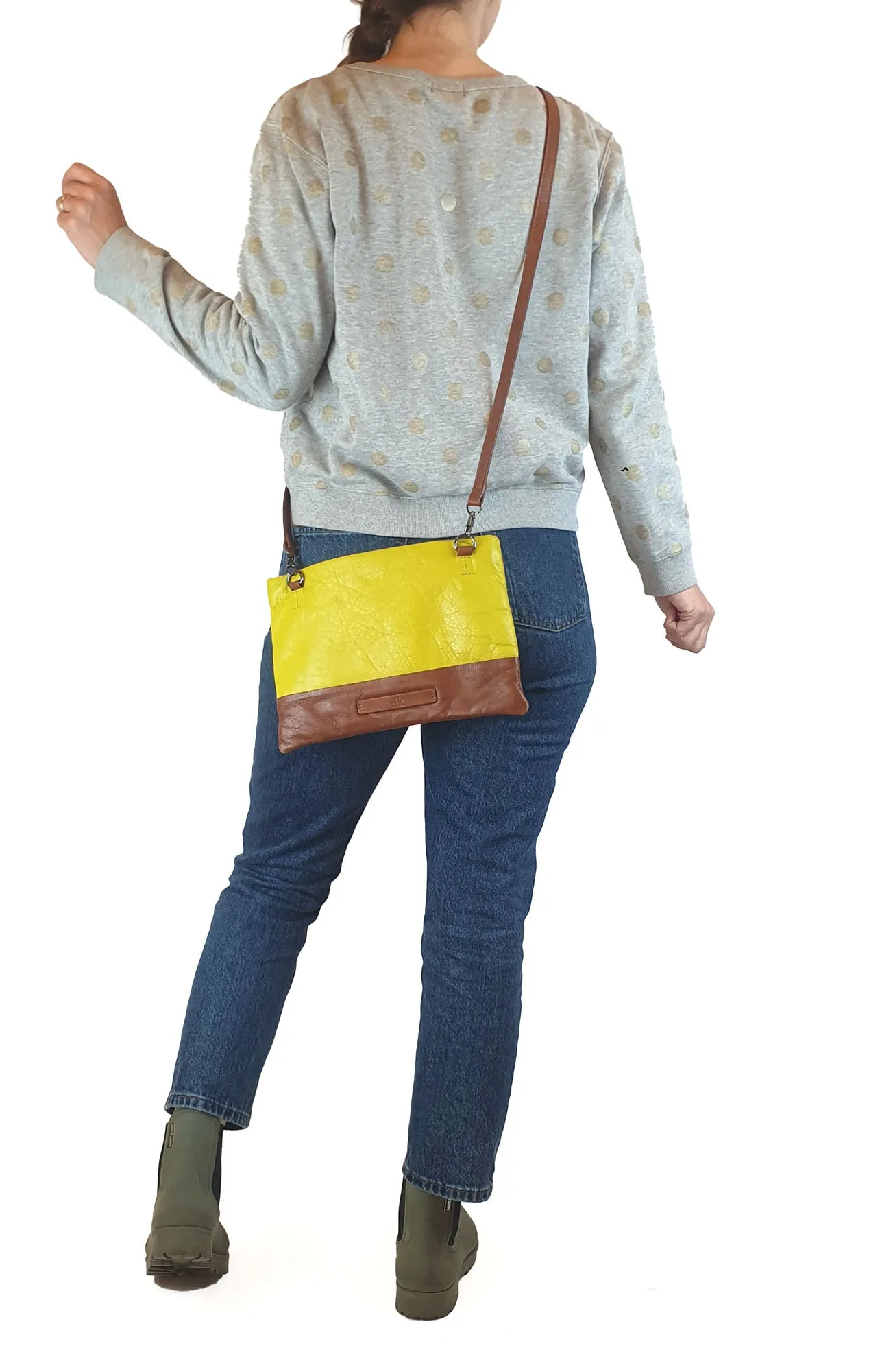 Elk green and brown leather bag