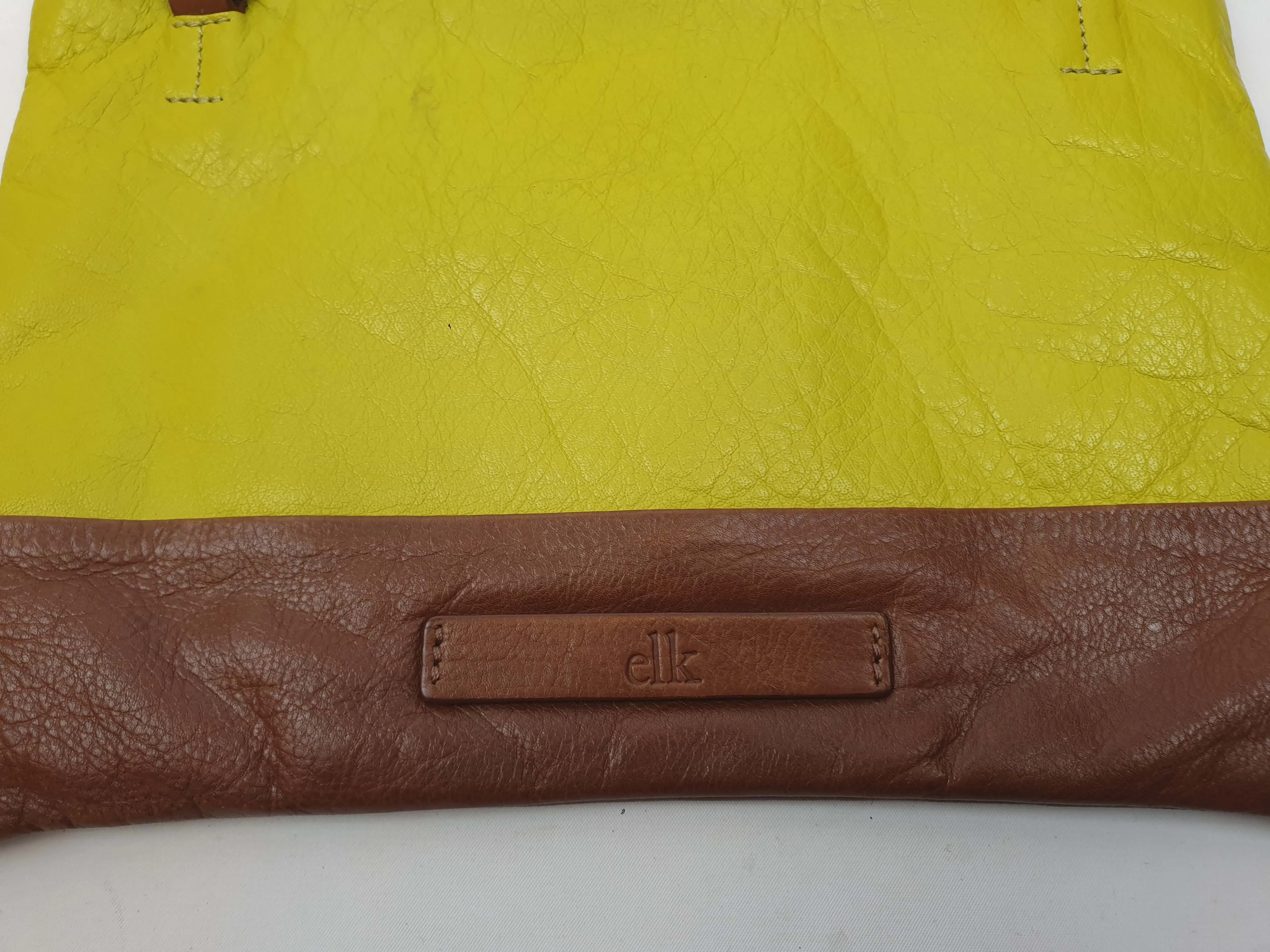 Elk green and brown leather bag