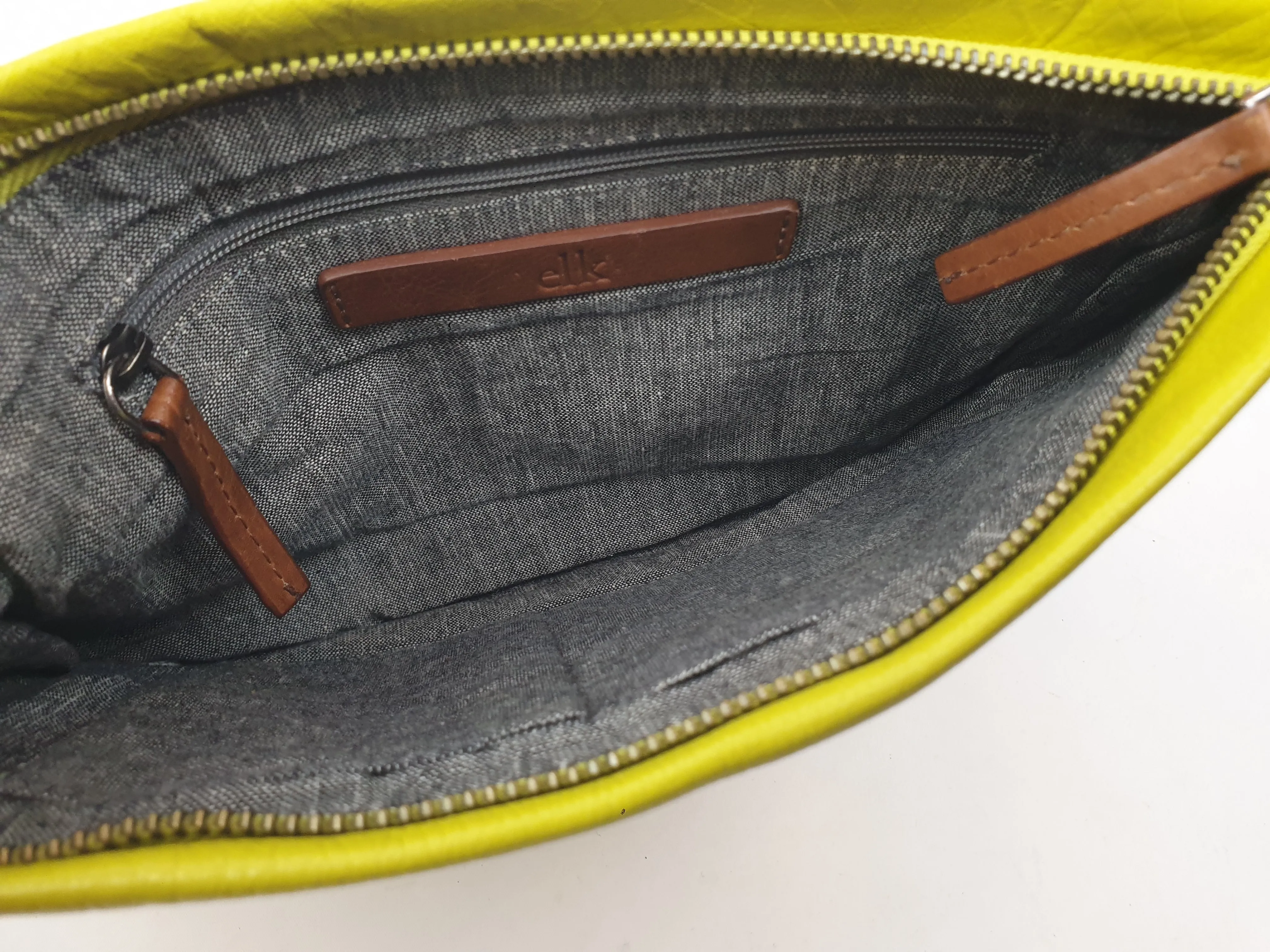 Elk green and brown leather bag