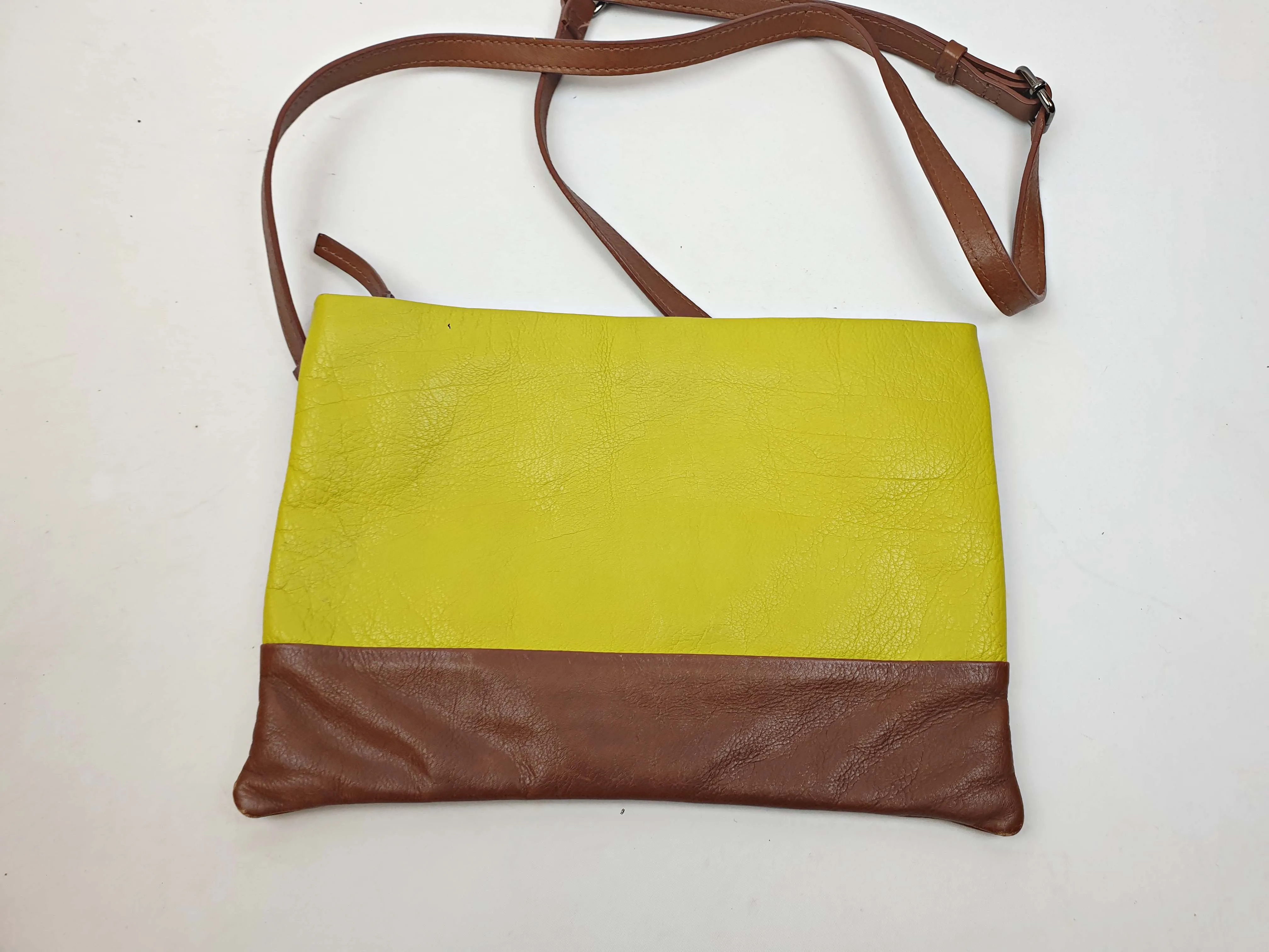 Elk green and brown leather bag