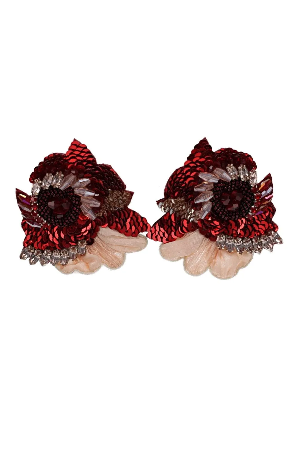 Ellis Red Petal Beaded Earrings