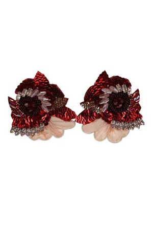 Ellis Red Petal Beaded Earrings