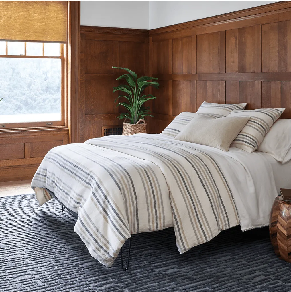 Ellison Stripe Linen Chenille Ivory Sham