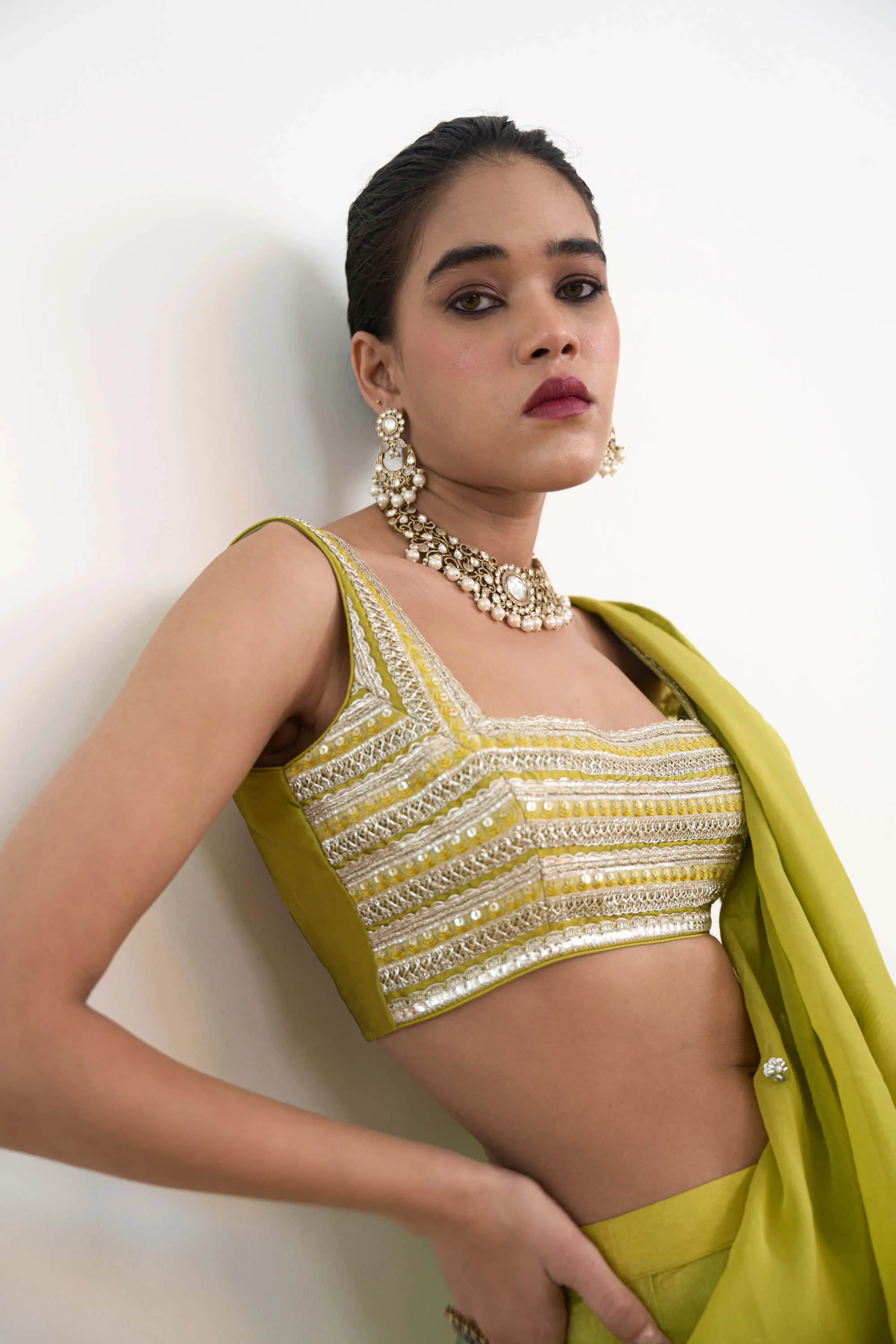 Embar lime green sari and blouse