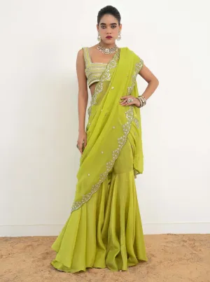 Embar lime green sari and blouse