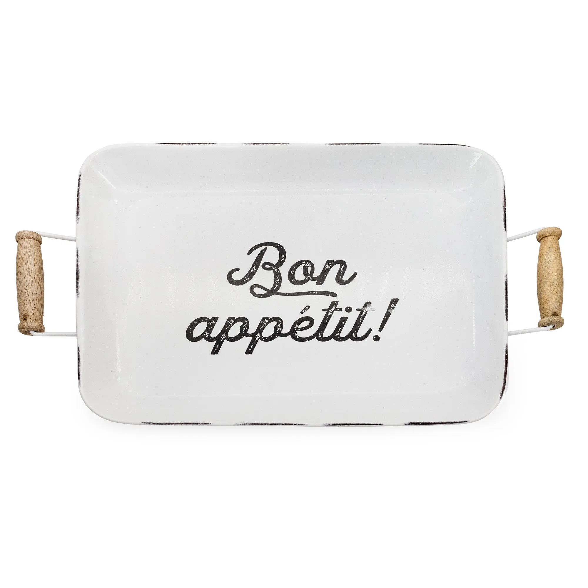 Enamelware Bon Appetit Tray (White)