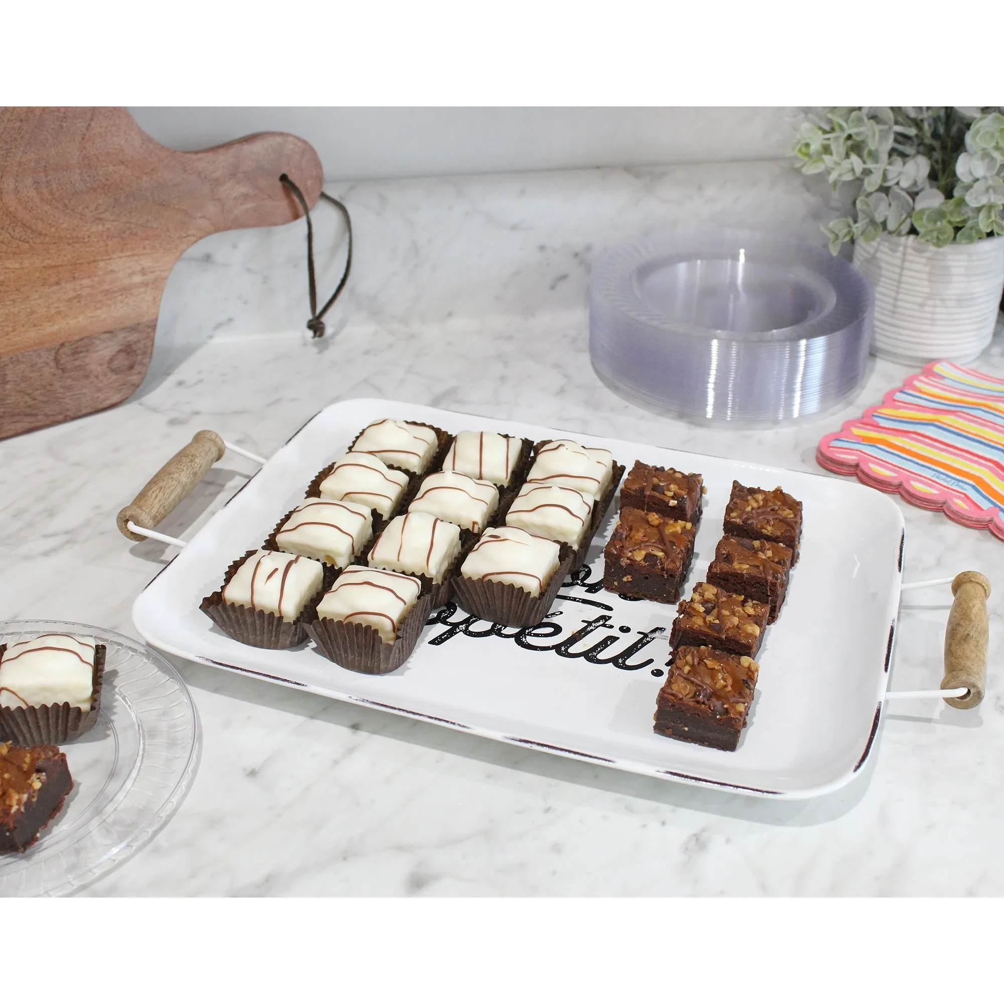 Enamelware Bon Appetit Tray (White)