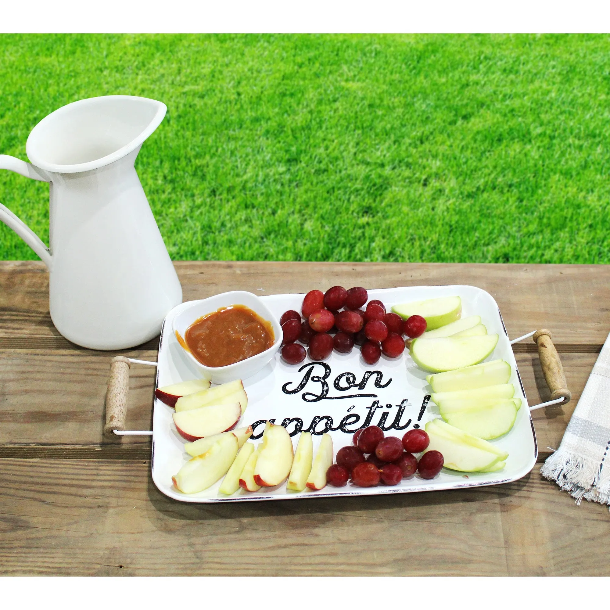 Enamelware Bon Appetit Tray (White)
