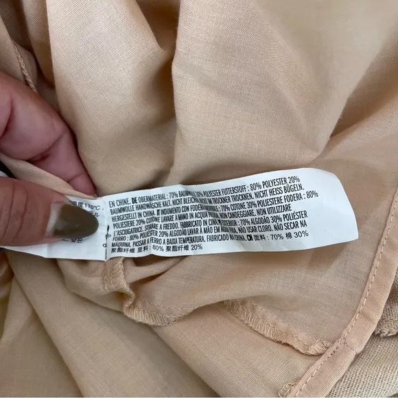 English Factory Midi Dress Khaki Front Tie Knot Size L Button Front Neutral