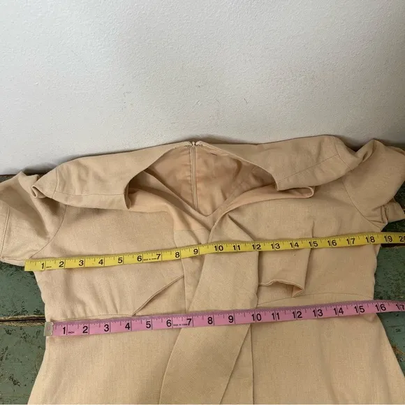 English Factory Midi Dress Khaki Front Tie Knot Size L Button Front Neutral