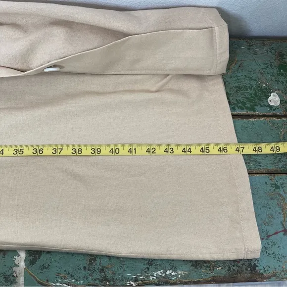 English Factory Midi Dress Khaki Front Tie Knot Size L Button Front Neutral