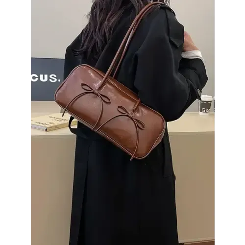 Exquisite Yeppi Leather Bow Trim Shoulder Bag