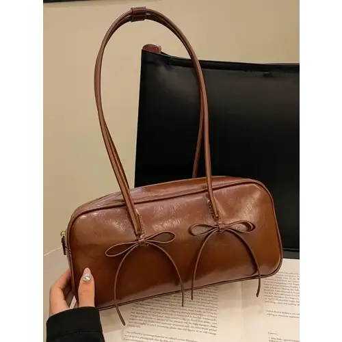 Exquisite Yeppi Leather Bow Trim Shoulder Bag
