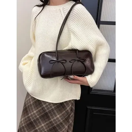 Exquisite Yeppi Leather Bow Trim Shoulder Bag