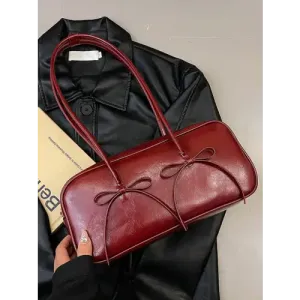 Exquisite Yeppi Leather Bow Trim Shoulder Bag