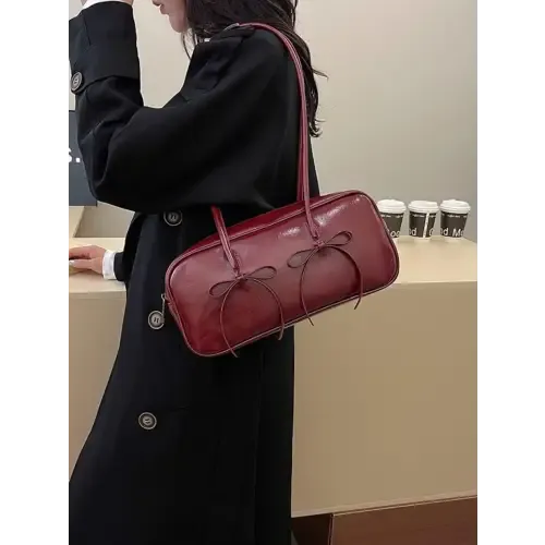 Exquisite Yeppi Leather Bow Trim Shoulder Bag