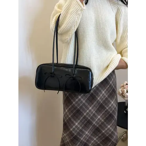 Exquisite Yeppi Leather Bow Trim Shoulder Bag