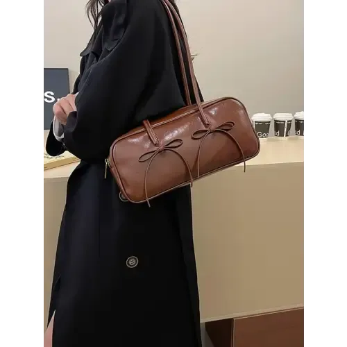 Exquisite Yeppi Leather Bow Trim Shoulder Bag