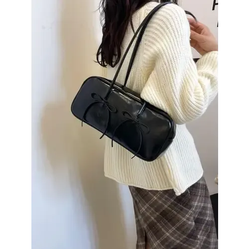 Exquisite Yeppi Leather Bow Trim Shoulder Bag