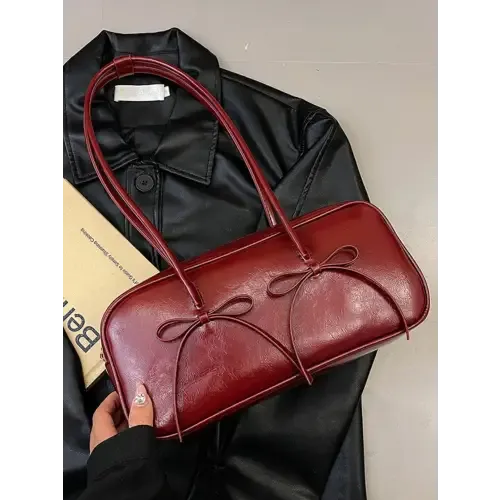 Exquisite Yeppi Leather Bow Trim Shoulder Bag