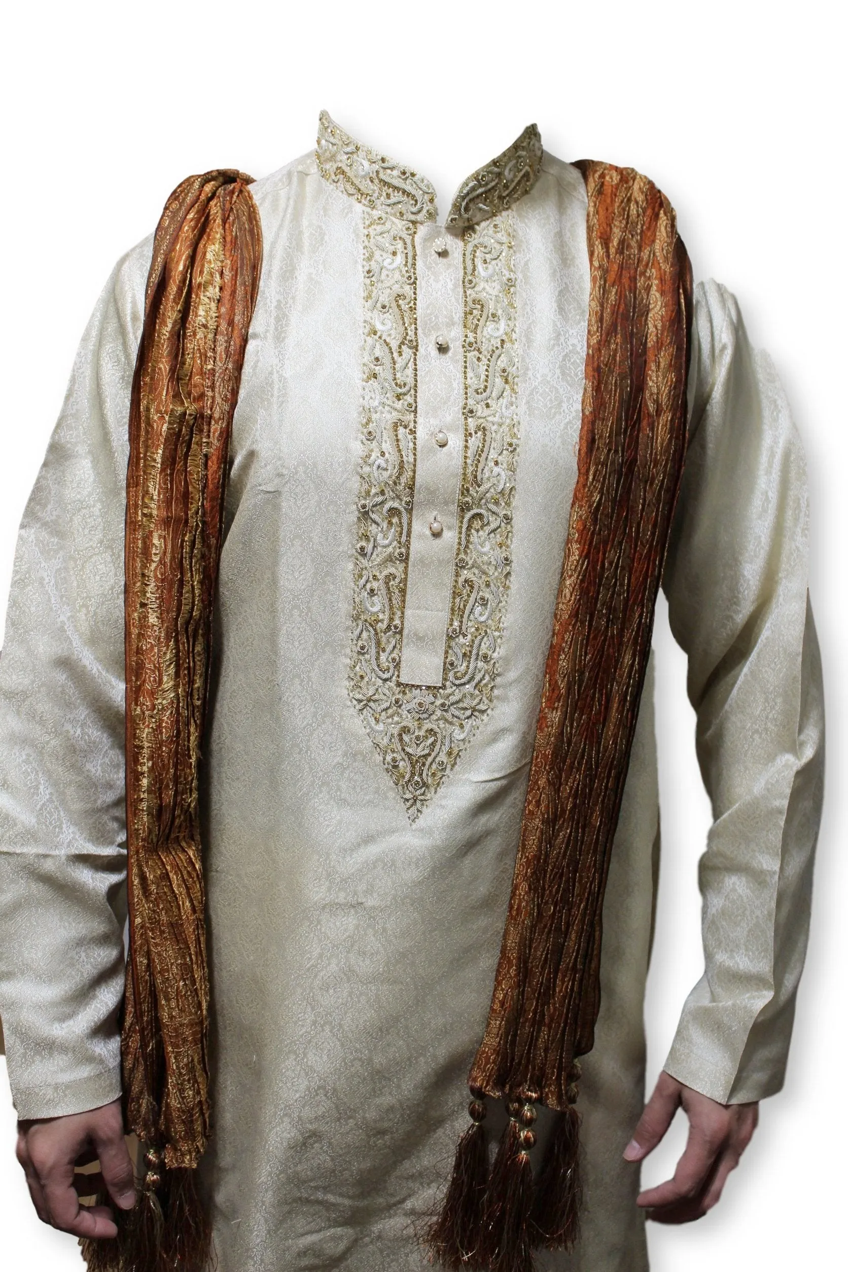 F27  Pakistani Indian Men Fine Design 3 Pcs Fancy Shalwar Kameez  With Stole