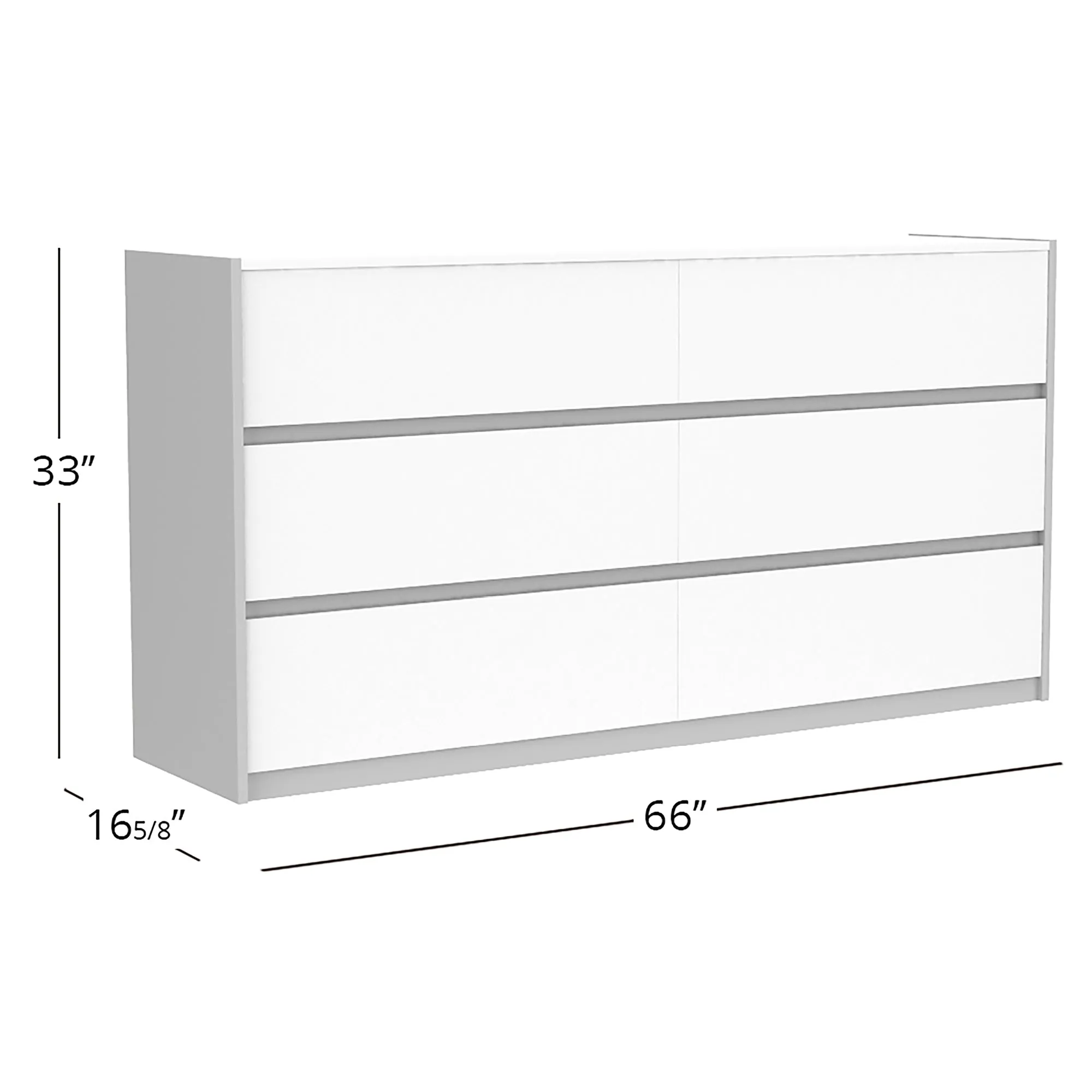 Farona 6 drawer double dresser for bedroom decoration, grey & white
