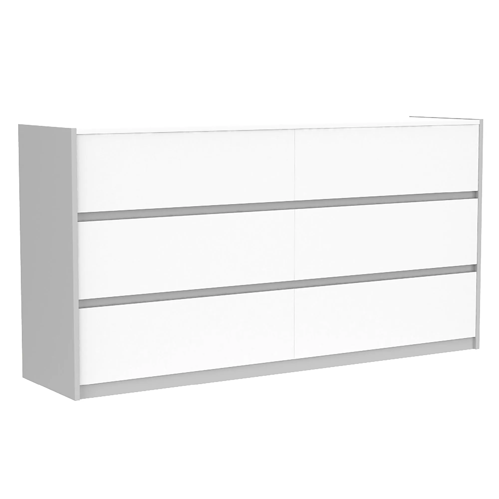 Farona 6 drawer double dresser for bedroom decoration, grey & white