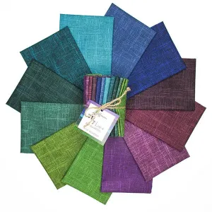 Fat Quarters - Hoffman - 24/7 Linen - Jewel - 12 FQs