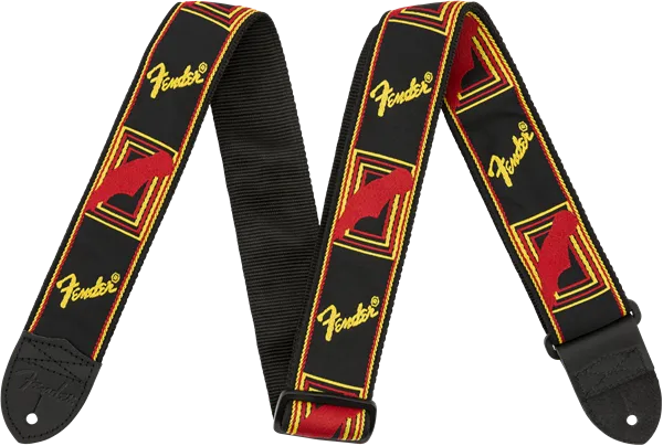 FENDER Tracolla 2" Monogrammed Strap Black/Yellow/Red