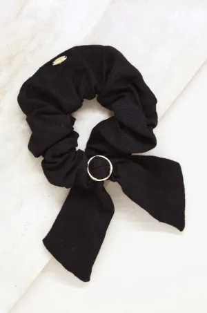 Flirty Bow Hair Scrunchie in Black