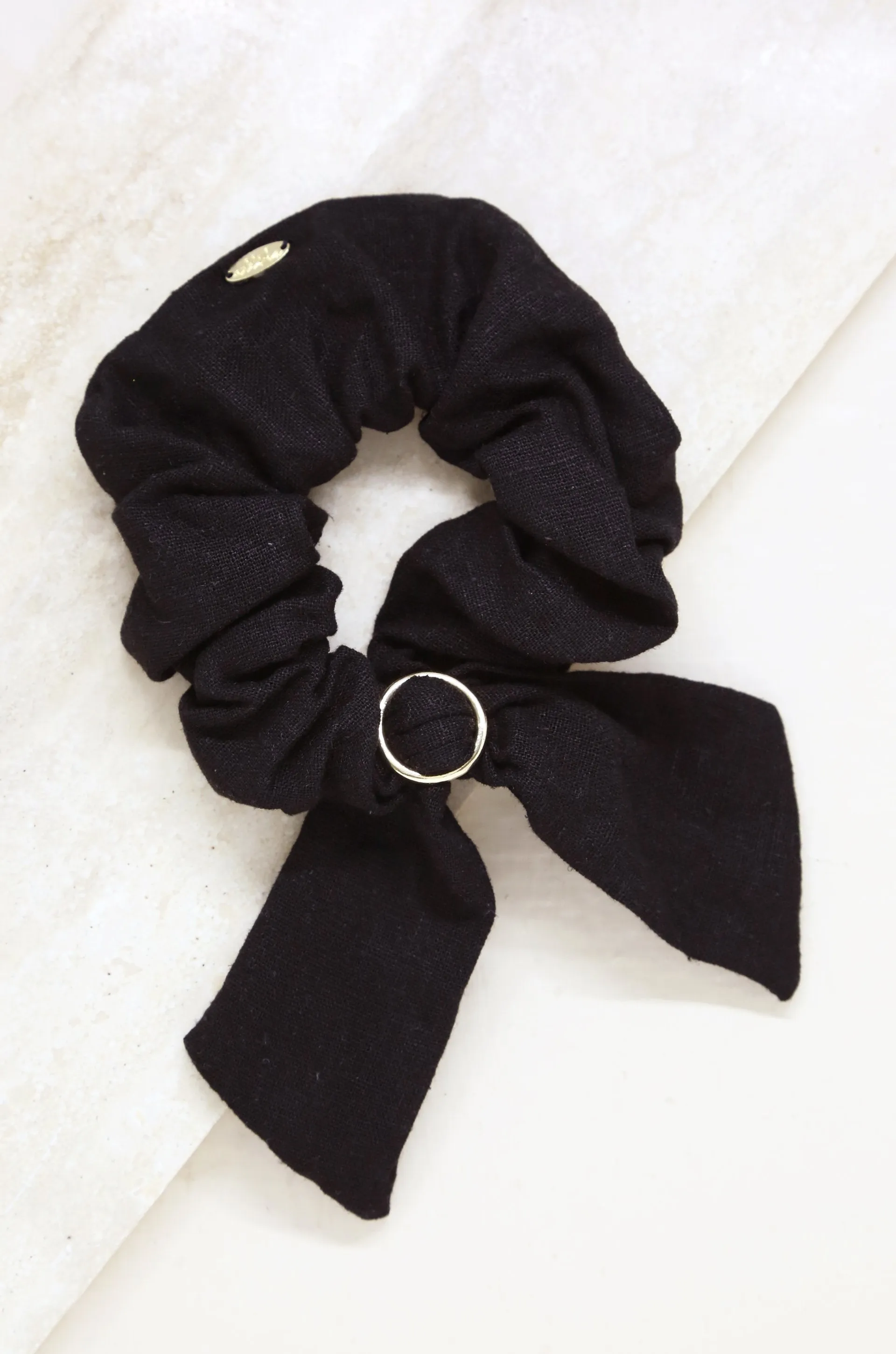 Flirty Bow Hair Scrunchie in Black